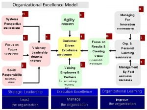 Organizational Excellence Model Systems Perspective 11 Agility Managing