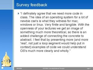 Survey feedback 4 I definately agree that we