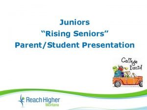 Juniors Rising Seniors ParentStudent Presentation TOPICS Choosing a