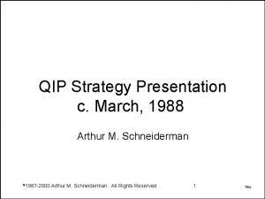 QIP Strategy Presentation c March 1988 Arthur M