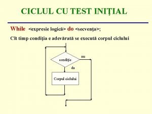 CICLUL CU TEST INIIAL While expresie logic do