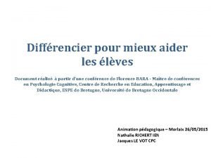 Diffrencier pour mieux aider les lves Document ralis