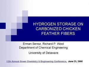 HYDROGEN STORAGE ON CARBONIZED CHICKEN FEATHER FIBERS Erman