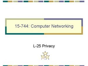 15 744 Computer Networking L25 Privacy Overview Routing