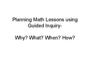 Guided inquiry lesson plan