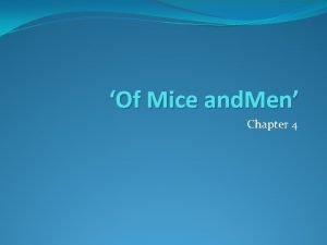 Mice and men