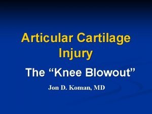 Articular Cartilage Injury The Knee Blowout Jon D