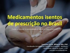 Medicamentos isentos de prescrio no Brasil Como promover