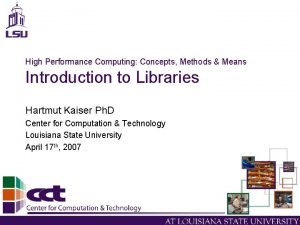 High Performance Computing Concepts Methods Means Introduction to