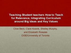Teaching Student teachers How to Teach for Relevance