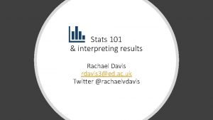 Stats 101 interpreting results Rachael Davis rdavis 3ed