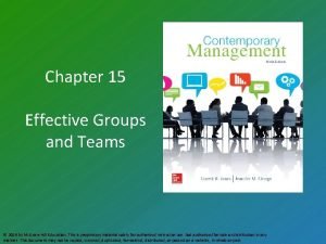 Chapter 15 Effective Groups and Teams 2016 by