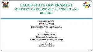 LAGOS STATE GOVERNMENT MINISTRY OF ECONOMIC PLANNING AND