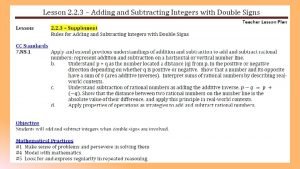 Lesson 2 2 3 Adding and Subtracting Integers