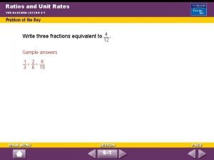 Ratios and Unit Rates PREALGEBRA LESSON 6 1