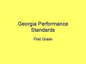 Georgia Performance Standards First Grade ELA 1 LSV