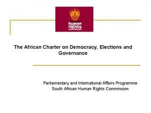 African charter on democracy, elections and governance