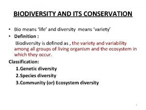Biodiversity conservation definition