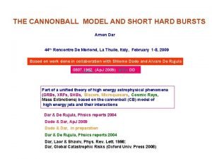 THE CANNONBALL MODEL AND SHORT HARD BURSTS Arnon