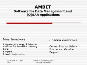 AMBIT Software for Data Management and QSAR Applications