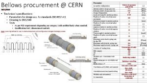 Bellows procurement CERN 19102019 Technical specification Parameters for