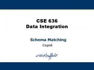 CSE 636 Data Integration Schema Matching Cupid Virtual