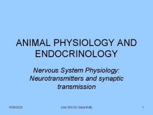 ANIMAL PHYSIOLOGY AND ENDOCRINOLOGY Nervous System Physiology Neurotransmitters