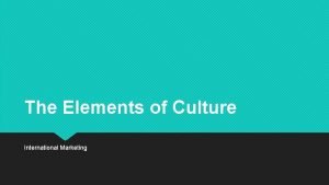 Elements of culture in international marketing