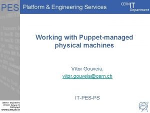 PES Platform Engineering Services Working with Puppetmanaged physical