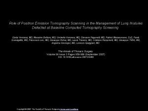 Role of Positron Emission Tomography Scanning in the