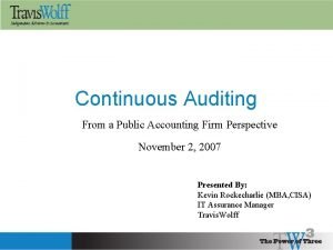 Continuous auditing workflow