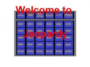 Welcome to Jeopardy Game rules For each right
