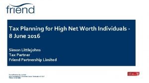 High net worth tax planning