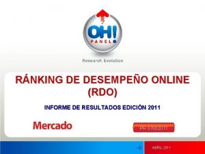 RNKING DE DESEMPEO ONLINE RDO INFORME DE RESULTADOS