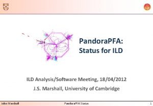 Pandora PFA Status for ILD AnalysisSoftware Meeting 18042012