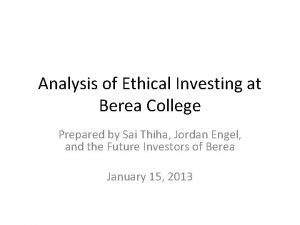 Investments berea