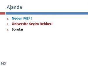 Ajanda 1 2 3 Neden MEF niversite Seim