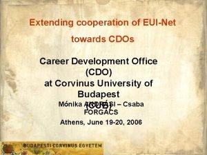 Extending cooperation of EUINet towards CDOs Career Development