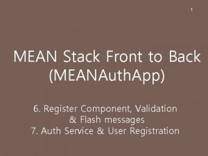 1 MEAN Stack Front to Back MEANAuth App