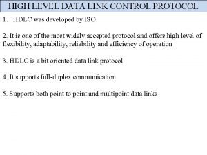 High level data link control program in c