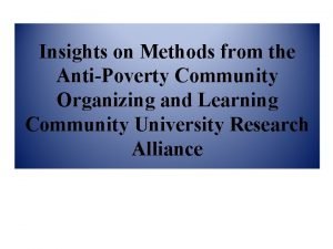 Methods of community organization Methods of community organization