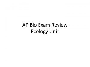 AP Bio Exam Review Ecology Unit Ecology the