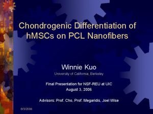 Chondrogenic Differentiation of h MSCs on PCL Nanofibers