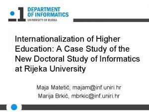 Internationalization of Higher Education A Case Study of