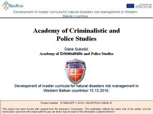 Development of master curricula for natural disasters risk