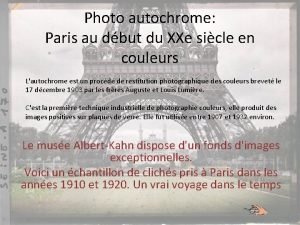 Photo autochrome Paris au dbut du XXe sicle