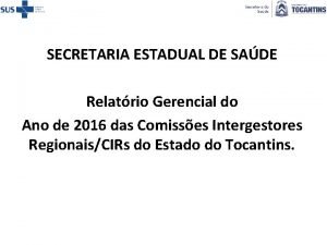 SECRETARIA ESTADUAL DE SADE Relatrio Gerencial do Ano