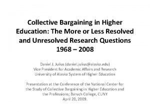 Collective Bargaining in Higher Education The More or