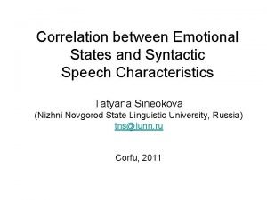 Correlation between Emotional States and Syntactic Speech Characteristics