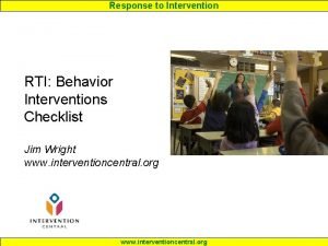 Response to Intervention RTI Behavior Interventions Checklist Jim